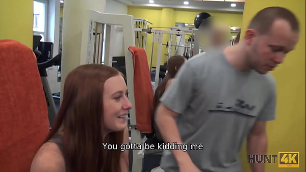 HUNT4K. Cute girl instead of training has sex in gym with rich hunter