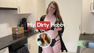 MyDirtyHobby – Brunette seduces boyfriend for some kitchen fuck