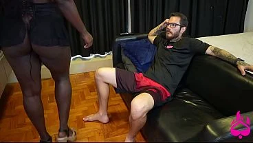 Naughty dark skinned slut barebacks big cock till squirts