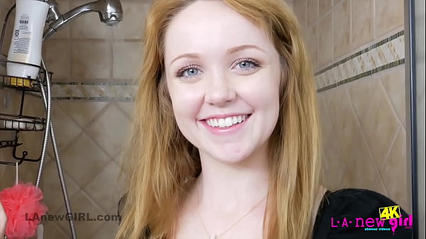 Gorgeous blonde girl strips and takes sexy Shower in 4K